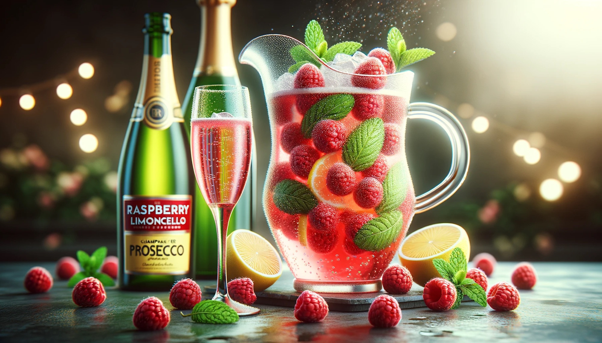 Raspberry Limoncello Prosecco cocktail recipe-image